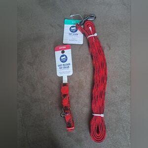 Whisker City NWT Kitten Easy-Release Collar & 6ft Leash - Red Buffalo Check